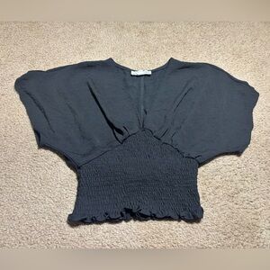 She + Sky Black V Neck Flowy Top Womens Size Medium